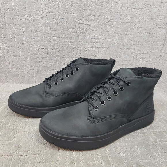 Timberland Davis Square Men's Size 7.5 Black Leather Warm Lined Waterproof Boots - Picture 7 of 11